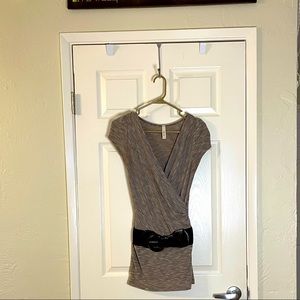 SOLD Rennes brown faux wrap top with belt size medium